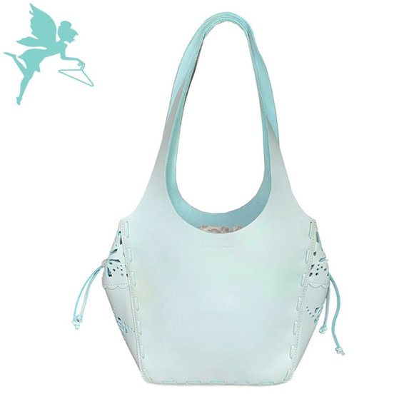FRANCISCO BIASIA Laser Cut Leather Drawstring Lining Bucket Bag - Picture 1 of 10